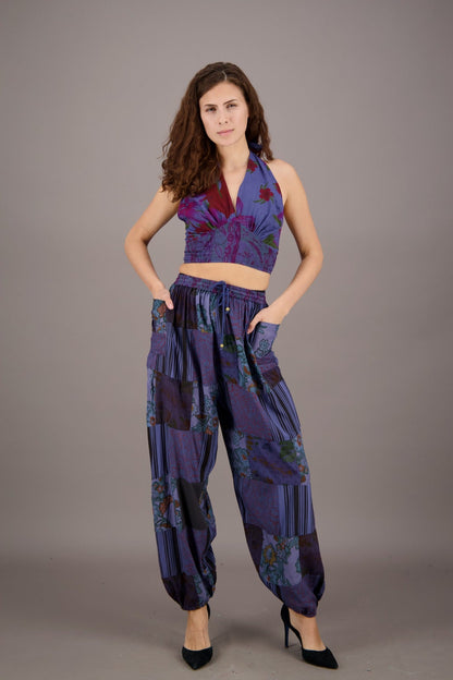 Patchwork Halter Top and Pants Co - Ord Set PAT - 3294 - Advance Apparels Inc