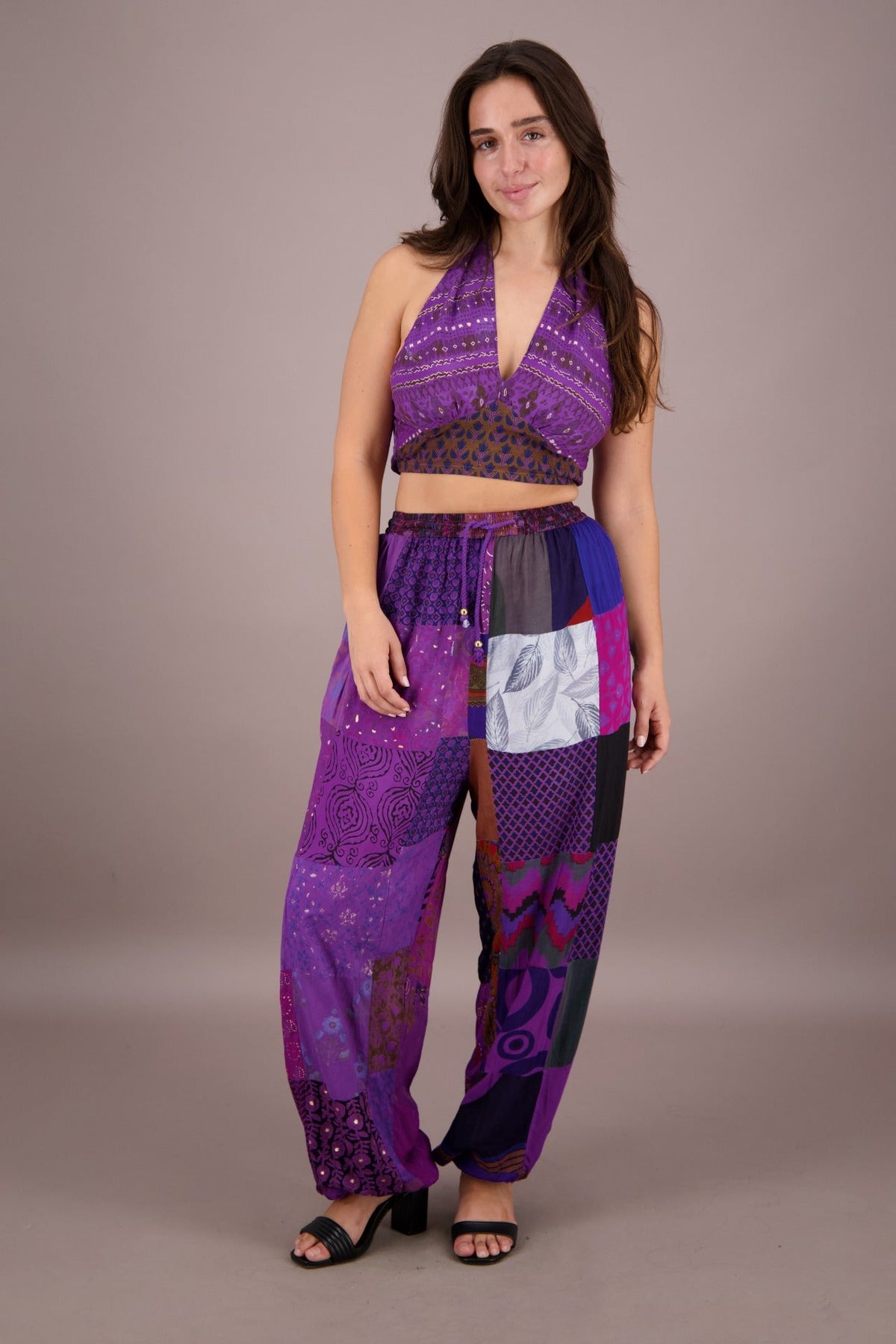 Patchwork Halter Top and Pants Co - Ord Set PAT - 3294 - Advance Apparels Inc
