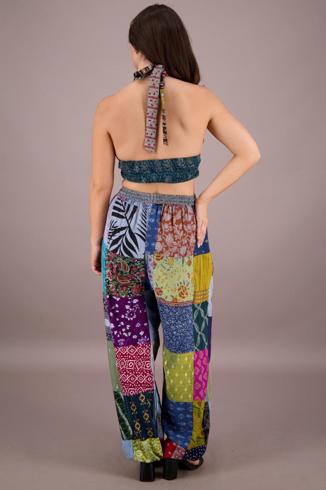 Patchwork Halter Top and Pants Co - Ord Set PAT - 3294 - Advance Apparels Inc