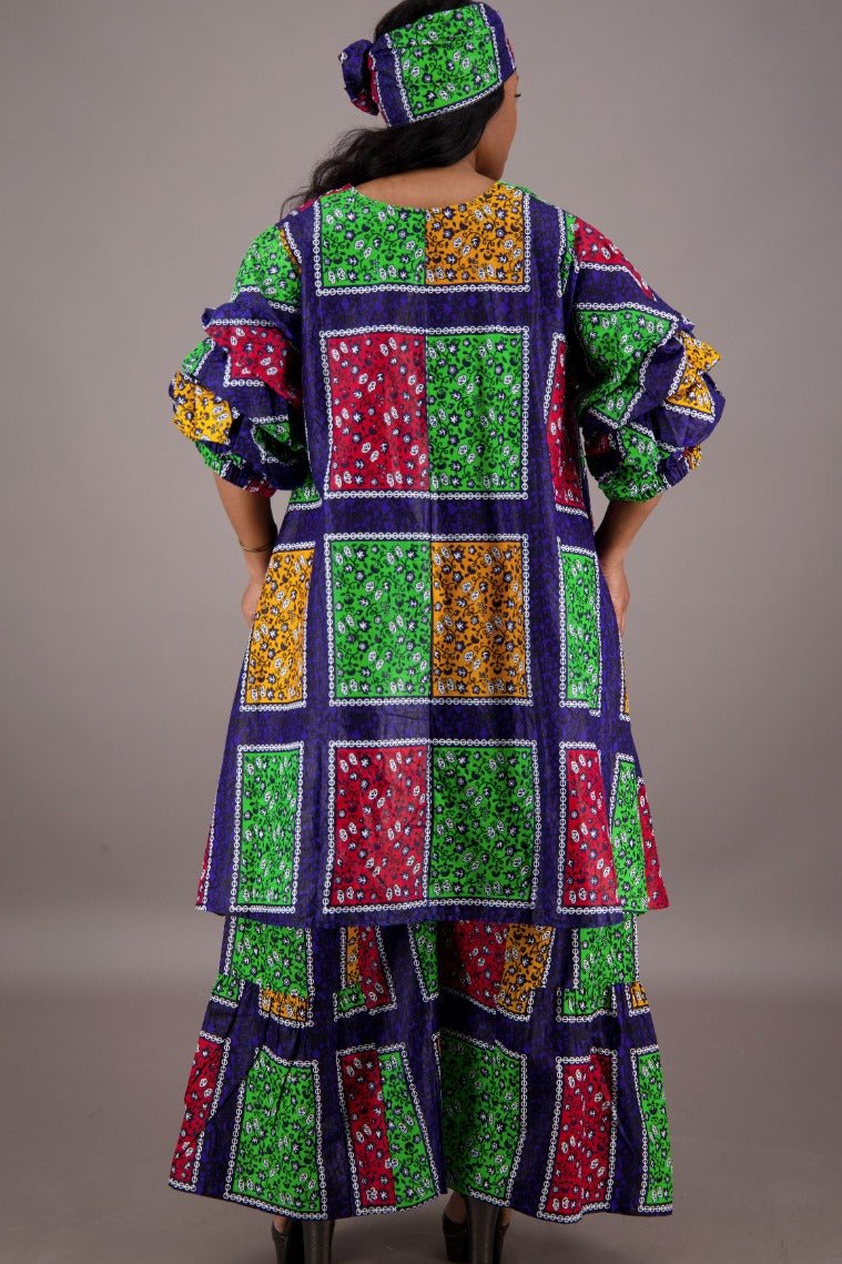 Patchwork Wax Print 2 Piece Pants Set APS - 25082 - 270 - Advance Apparels Inc