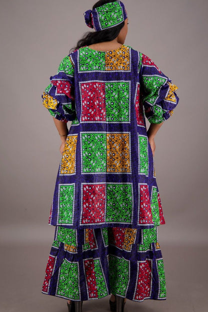 Patchwork Wax Print 2 Piece Pants Set APS - 25082 - 270 - Advance Apparels Inc