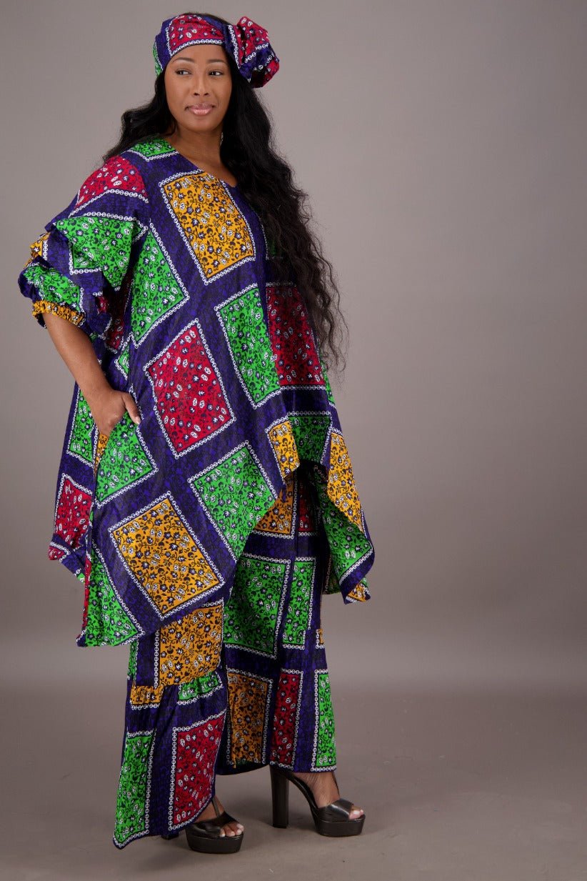 Patchwork Wax Print 2 Piece Pants Set APS - 25082 - 270 - Advance Apparels Inc