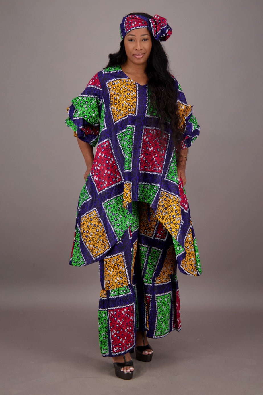 Patchwork Wax Print 2 Piece Pants Set APS - 25082 - 270 - Advance Apparels Inc