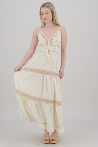 Sandstone Lace Trim Maxi