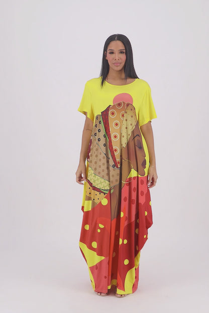 Red/Yellow Tribal Kaftan CH8852