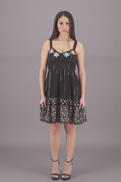 Border Print Middy Lurex Dress 23952