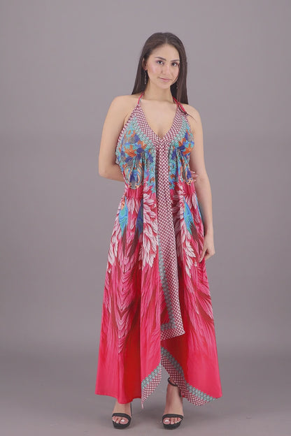 Exotic Digital Print Halter Dress AB-23022