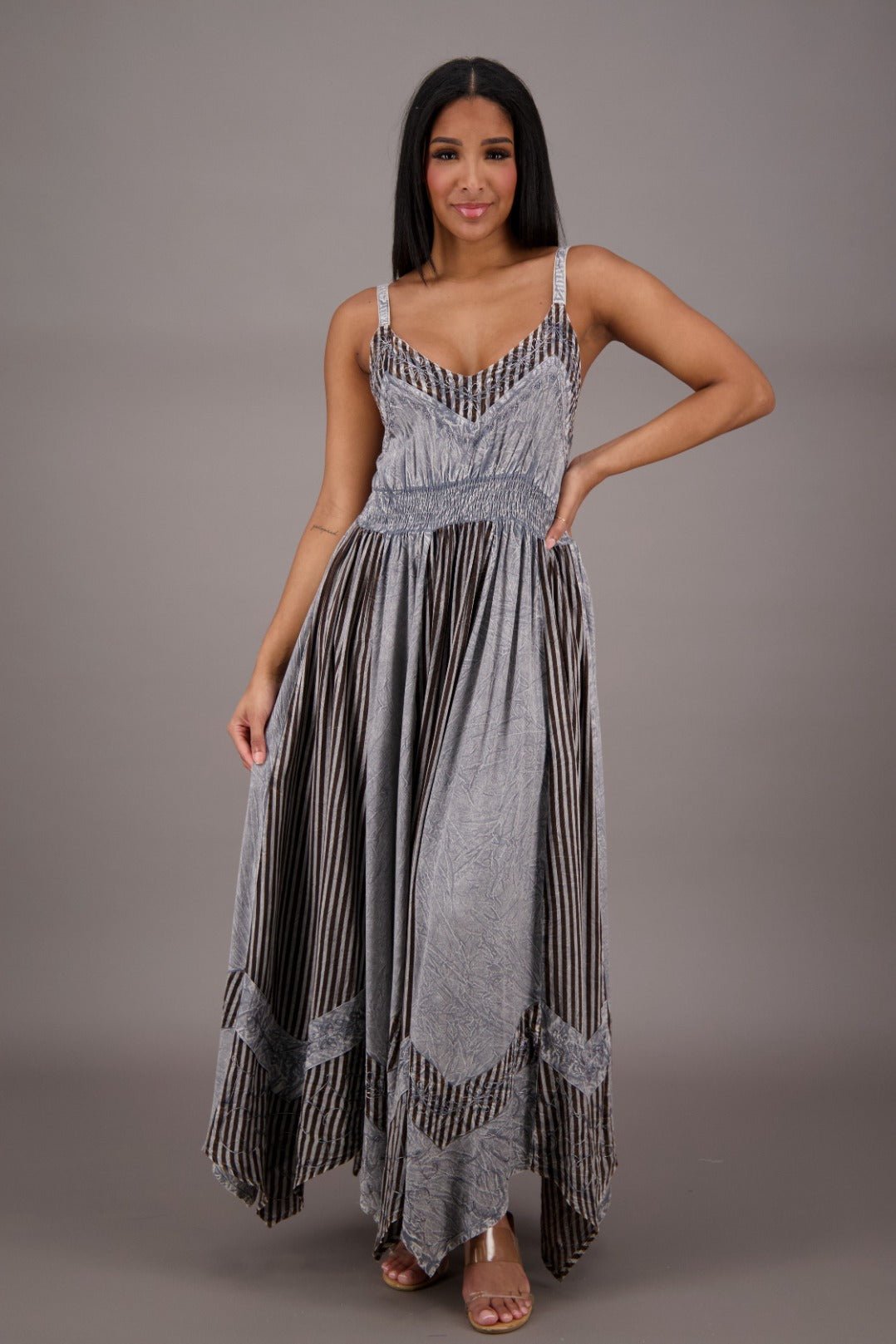 Regal Flair Acid Wash Maxi Dress ADL - 24339 - Advance Apparels Inc