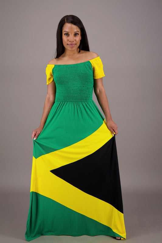 Reggae Harmony Jamaican Maxi Dress J - 488 - Advance Apparels Inc
