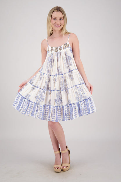 Relaxed Swing Dress with Tasseled Side Tie 25218 - Advance Apparels Inc