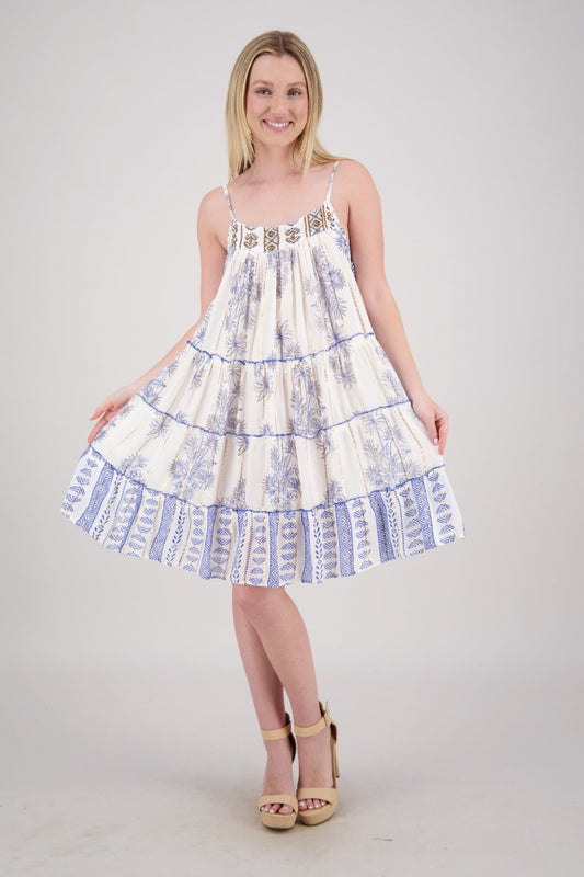Relaxed Swing Dress with Tasseled Side Tie 25218 - Advance Apparels Inc