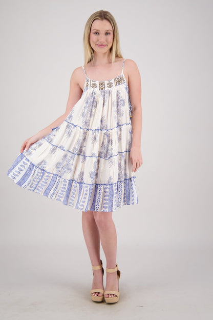 Relaxed Swing Dress with Tasseled Side Tie 25218 - Advance Apparels Inc