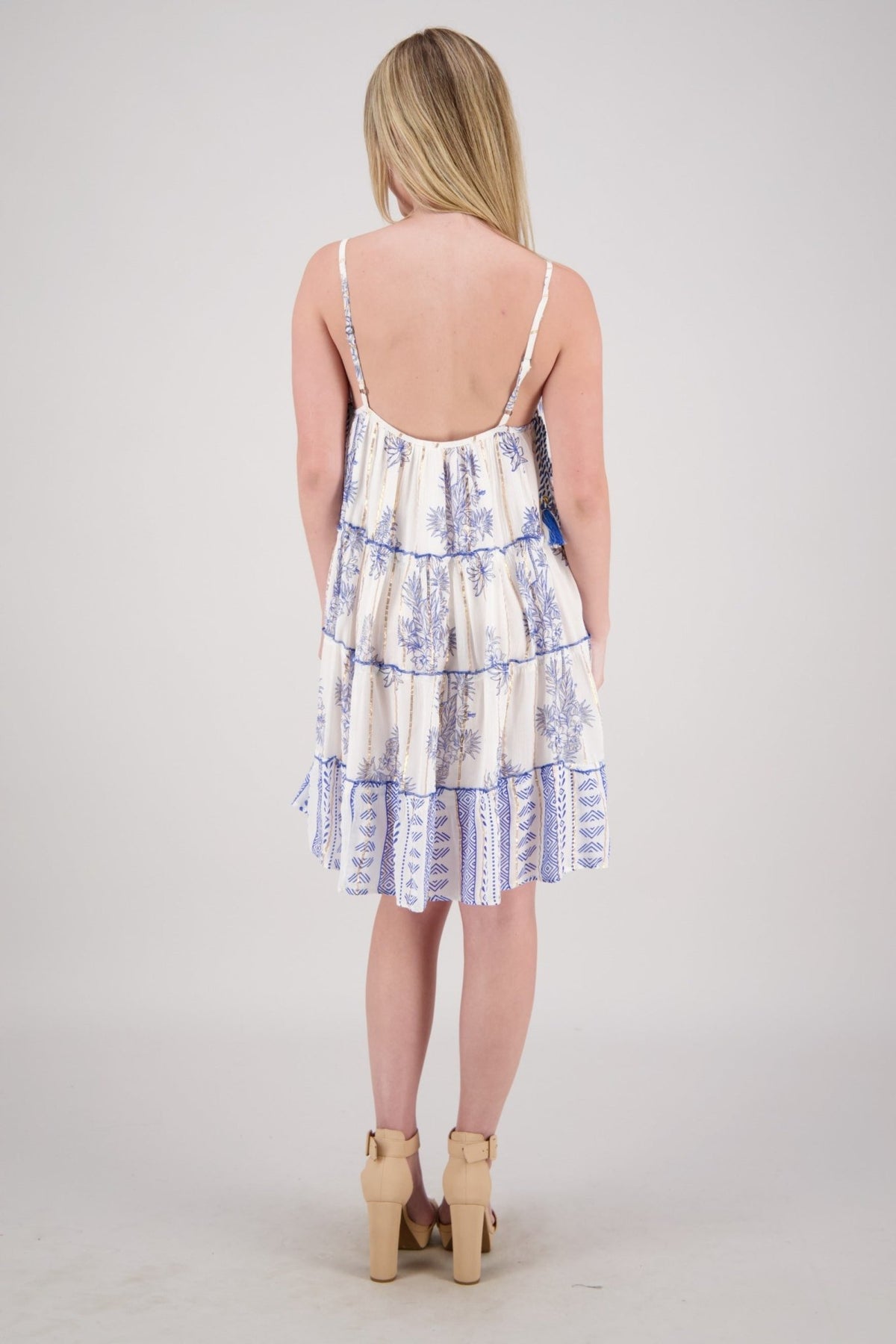 Relaxed Swing Dress with Tasseled Side Tie 25218 - Advance Apparels Inc