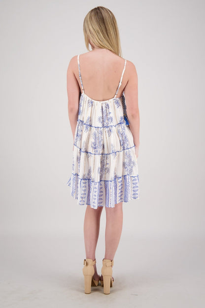 Relaxed Swing Dress with Tasseled Side Tie 25218 - Advance Apparels Inc
