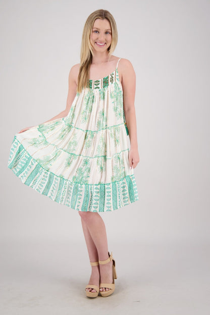 Relaxed Swing Dress with Tasseled Side Tie 25218 - Advance Apparels Inc