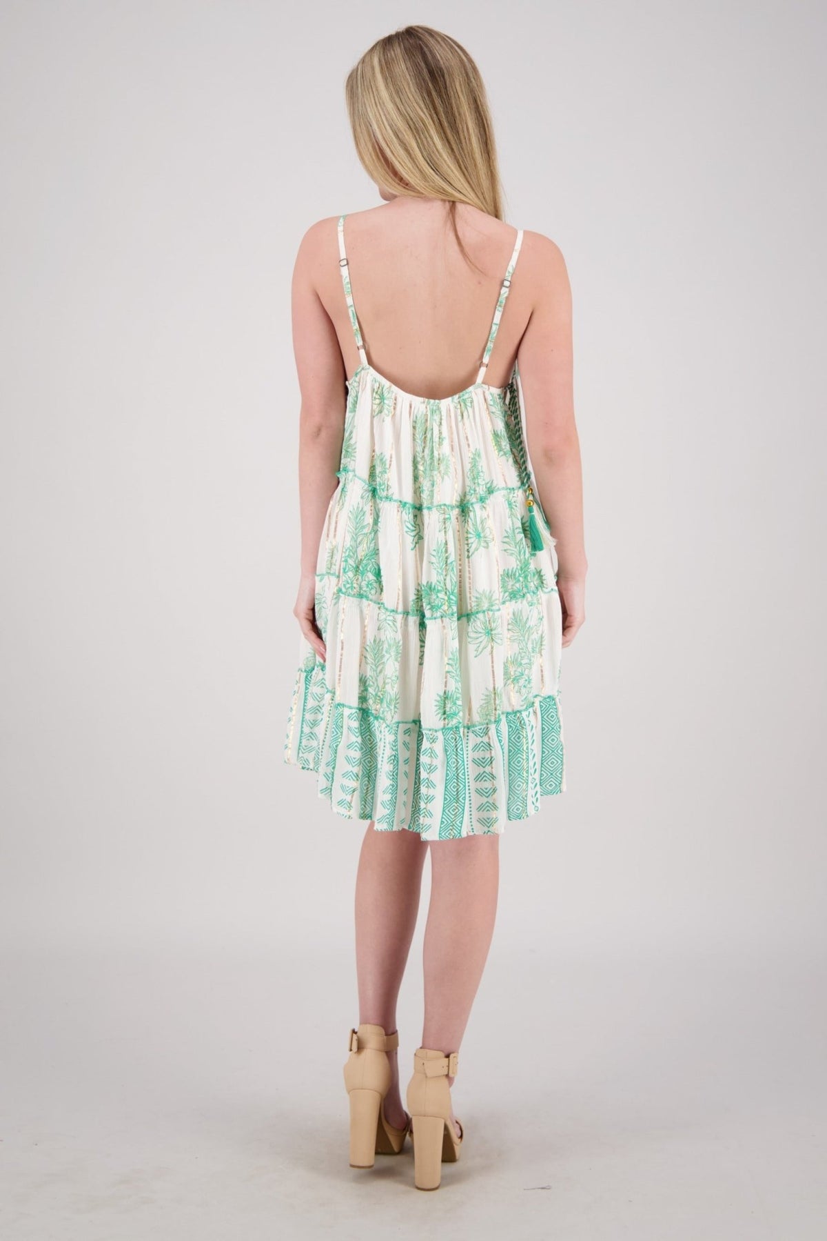 Relaxed Swing Dress with Tasseled Side Tie 25218 - Advance Apparels Inc
