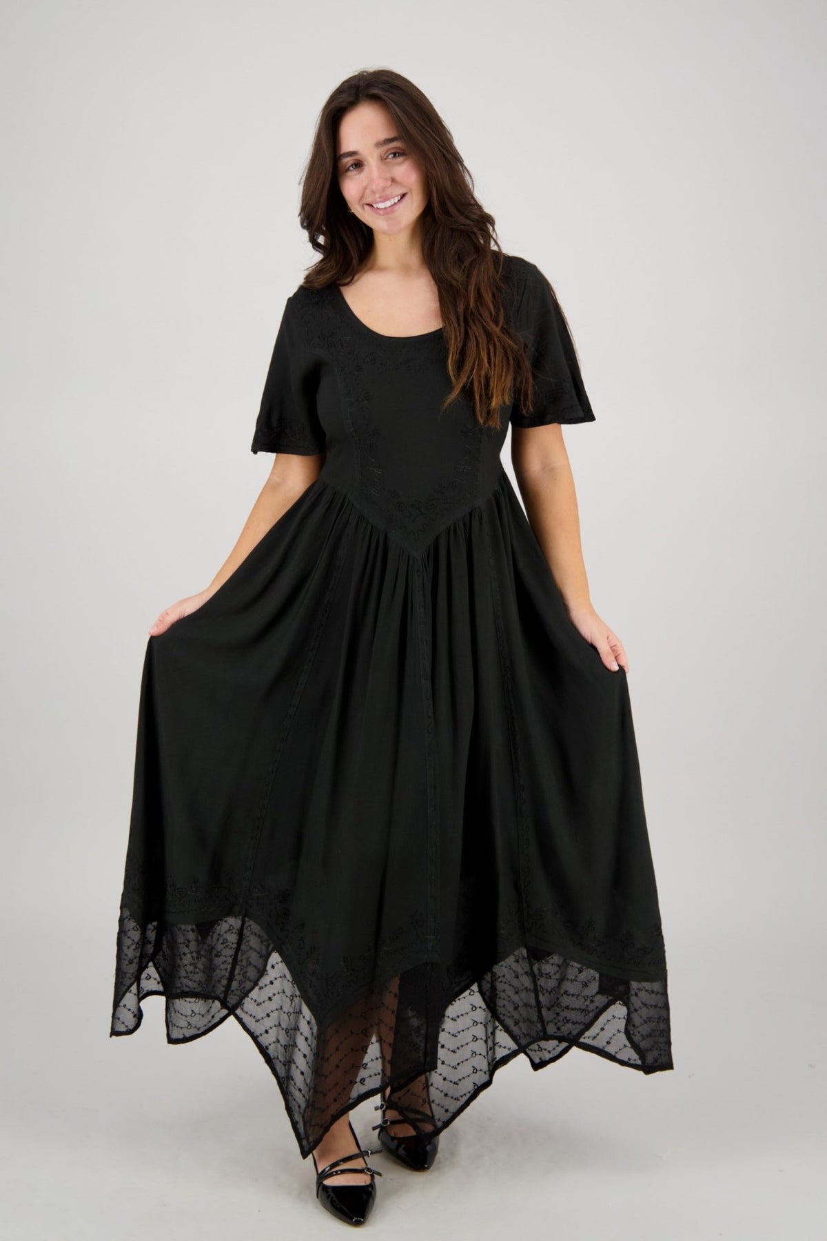 Renaissance Flutter Sleeve Dress ADL - 25327 - Advance Apparels Inc