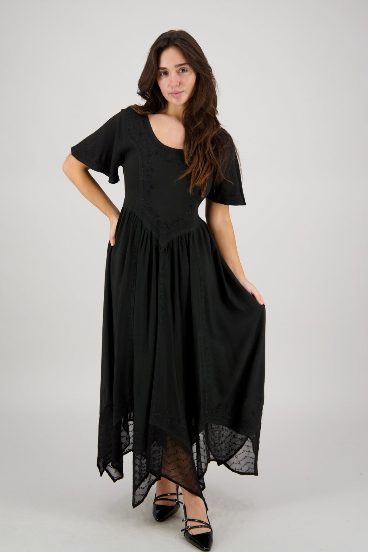 Renaissance Flutter Sleeve Dress ADL - 25327 - Advance Apparels Inc
