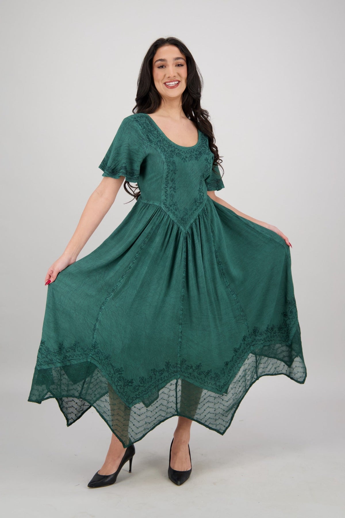 Renaissance Flutter Sleeve Dress ADL - 25327 - Advance Apparels Inc