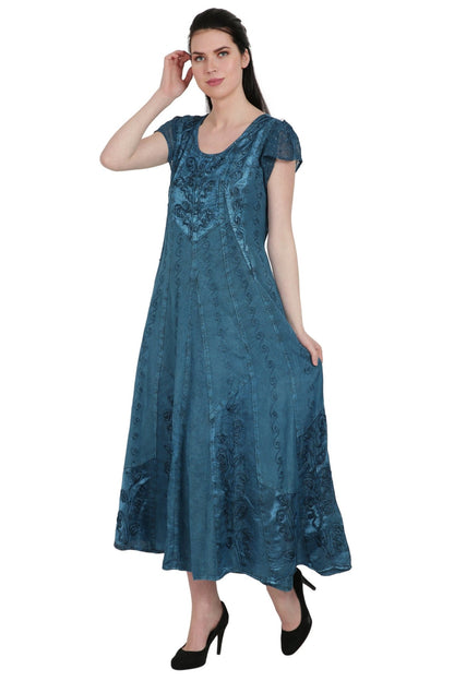 Renaissance Inspired Cap Sleeve Acid Wash Dress ADL - 20323 - Advance Apparels Inc