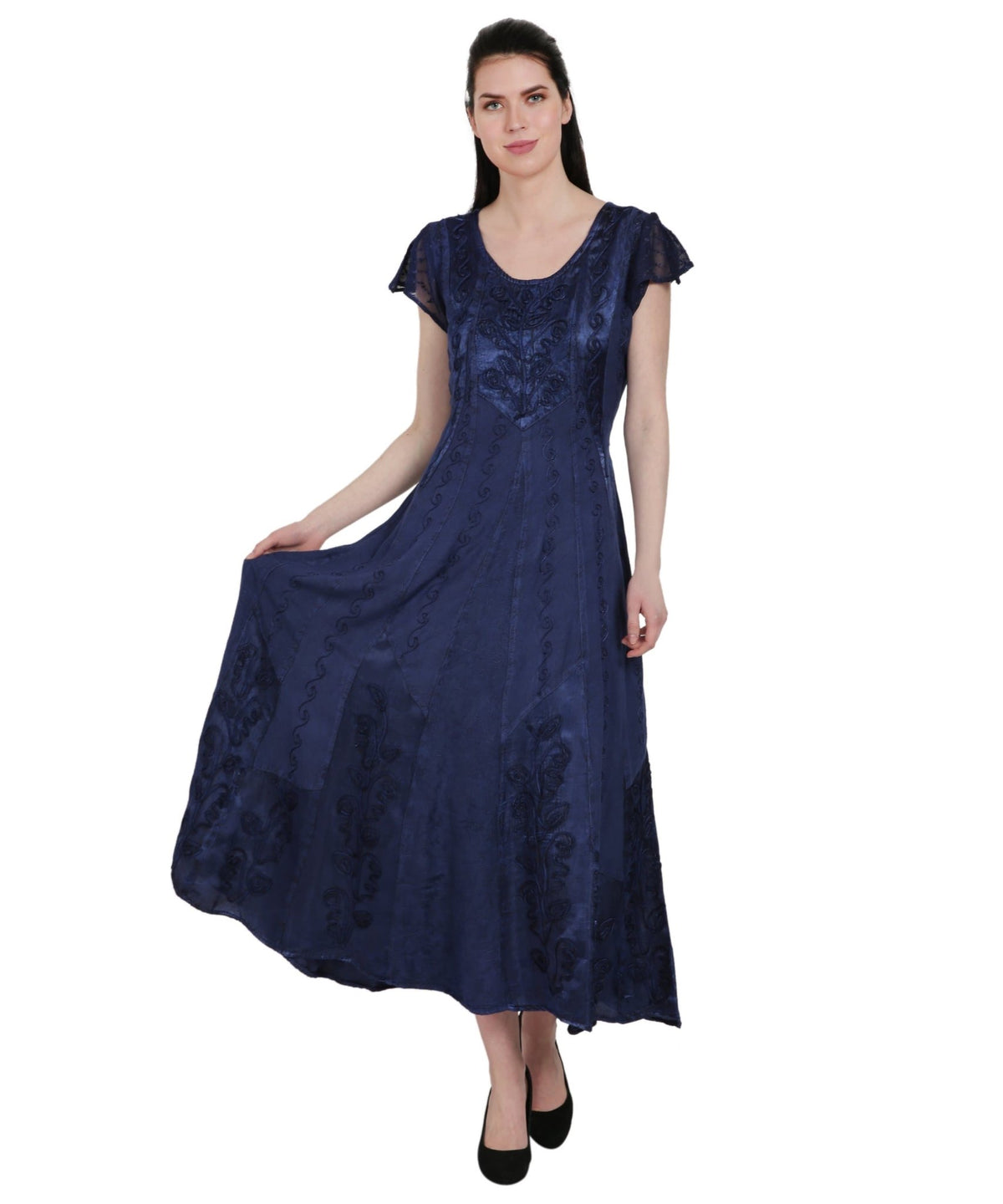 Renaissance Inspired Cap Sleeve Acid Wash Dress ADL - 20323 - Advance Apparels Inc