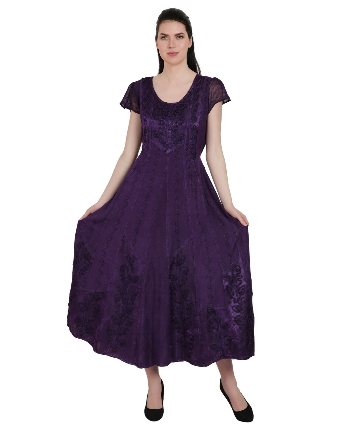 Renaissance Inspired Cap Sleeve Acid Wash Dress ADL - 20323 - Advance Apparels Inc