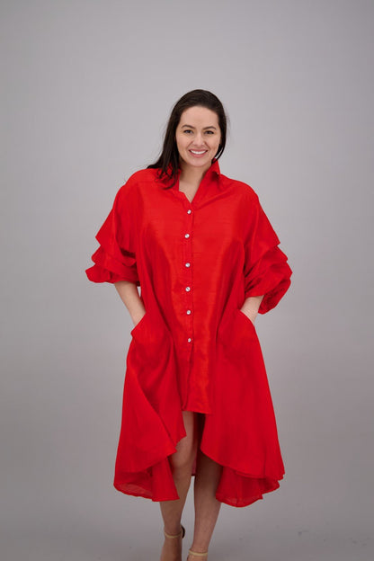 Ruffle Sleeve Button Dress AD25013 - Advance Apparels Inc