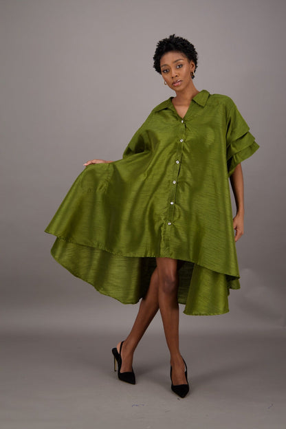 Ruffle Sleeve Button Dress AD25013 - Advance Apparels Inc