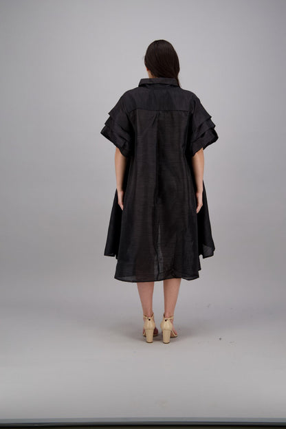 Ruffle Sleeve Button Dress AD25013 - Advance Apparels Inc