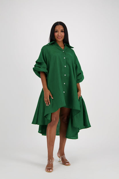 Ruffle Sleeve Button Dress AD25013 - Advance Apparels Inc