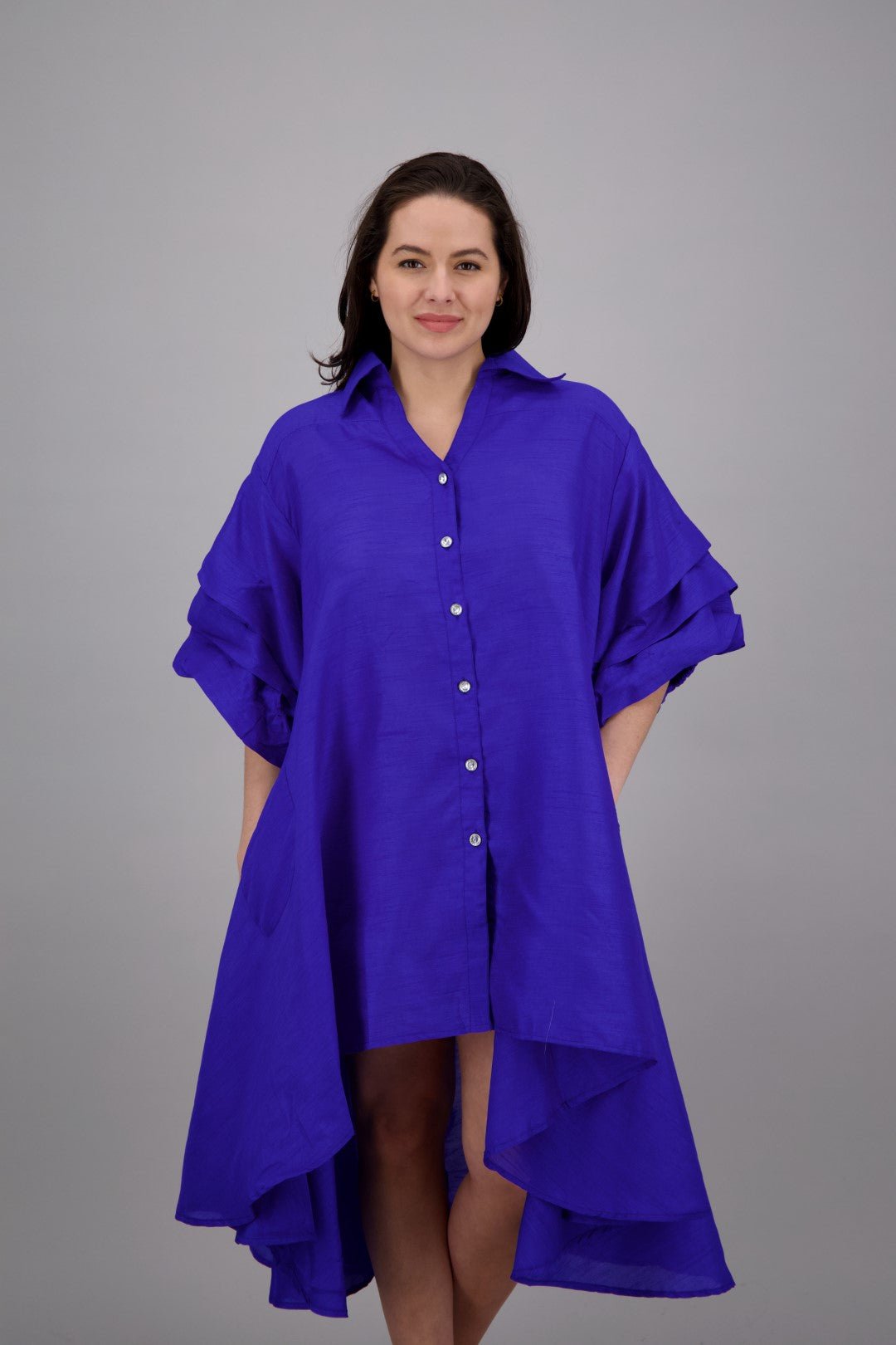 Ruffle Sleeve Button Dress AD25013 - Advance Apparels Inc