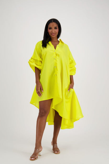 Ruffle Sleeve Button Dress AD25013 - Advance Apparels Inc