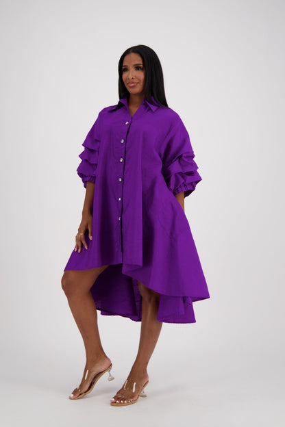 Ruffle Sleeve Button Dress AD25013 - Advance Apparels Inc