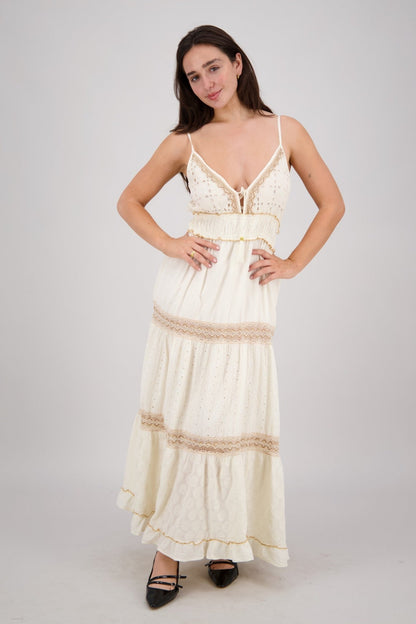Sandstone Lace Trim Maxi - Advance Apparels Inc