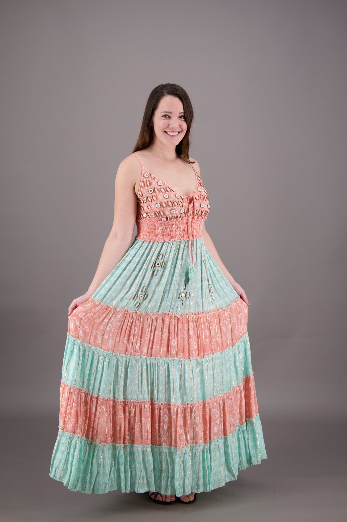 Sequined Boho Maxi Dress 24906 - Advance Apparels Inc