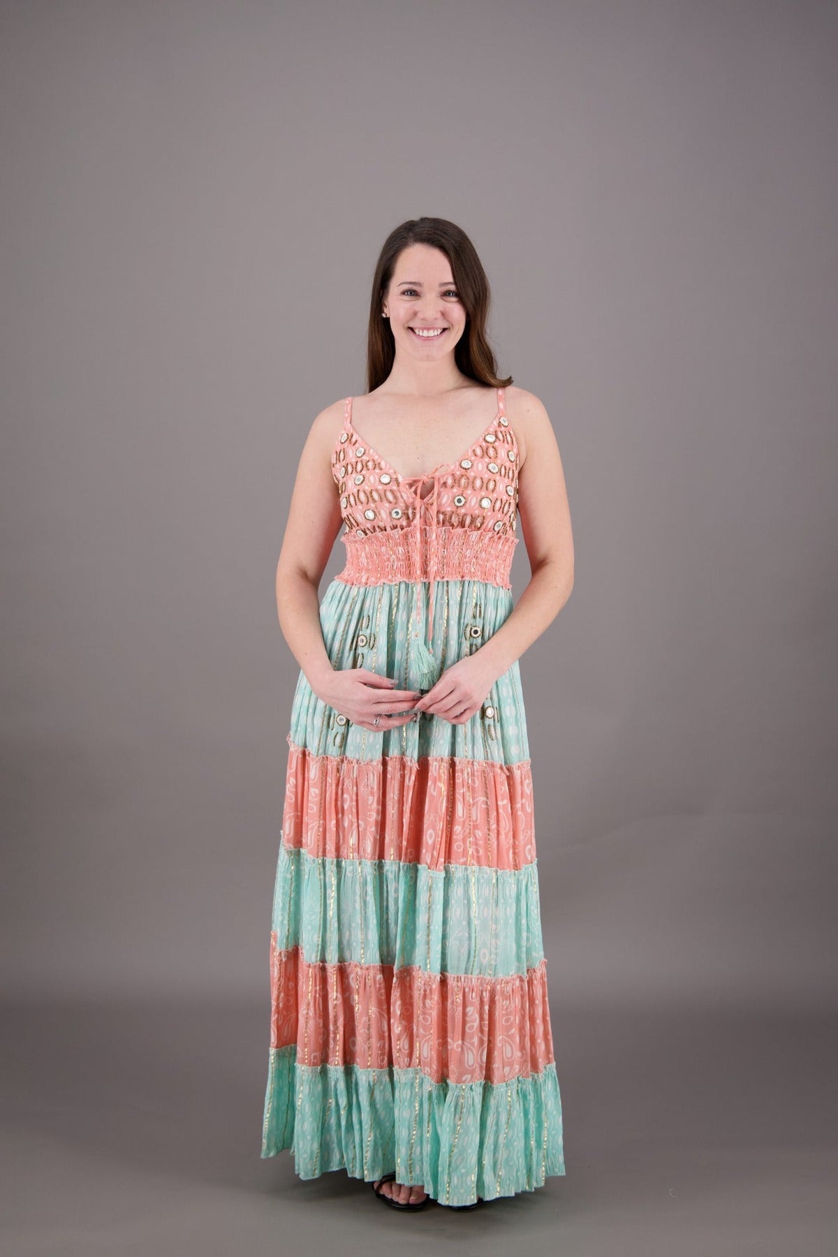 Sequined Boho Maxi Dress 24906 - Advance Apparels Inc