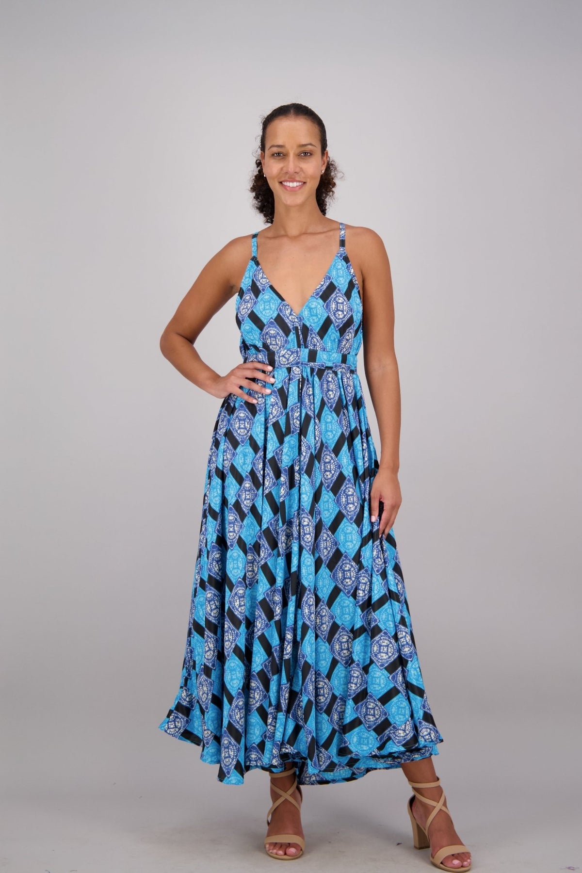 Serai Maxi Dress – Mosaic Stripe AB16077 - Advance Apparels Inc