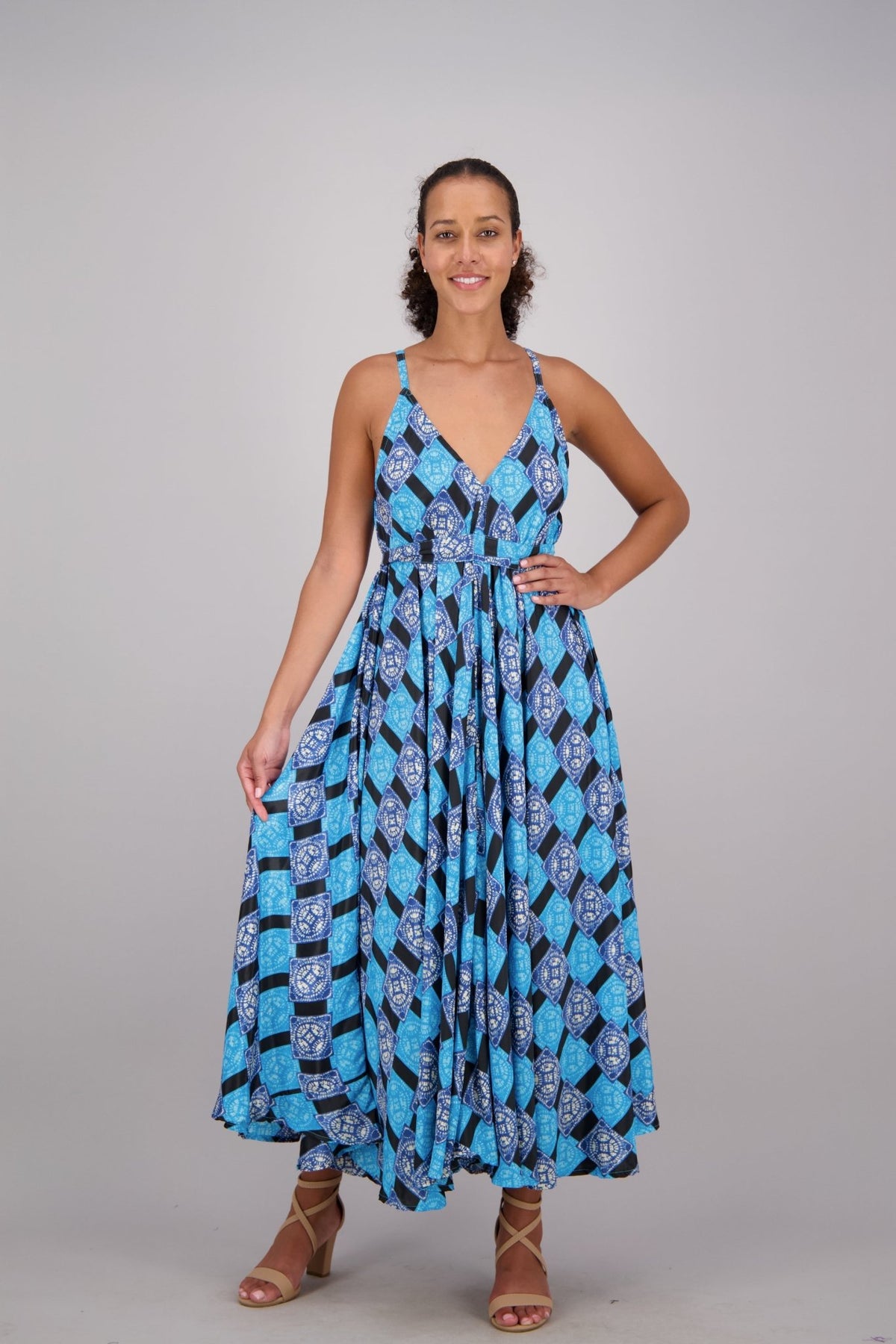 Serai Maxi Dress – Mosaic Stripe AB16077 - Advance Apparels Inc