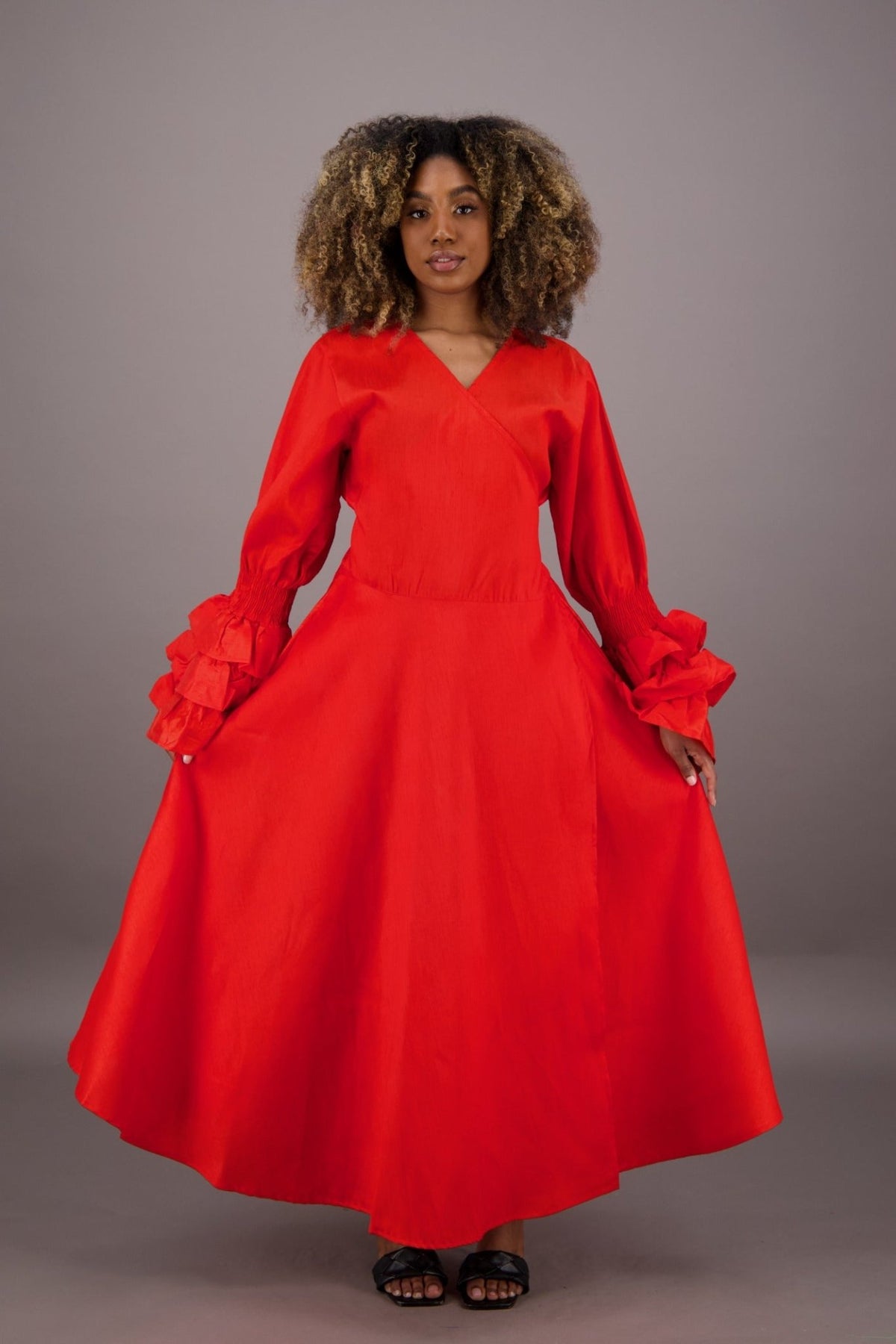 Solid Color Wrap Dress - Advance Apparels Inc