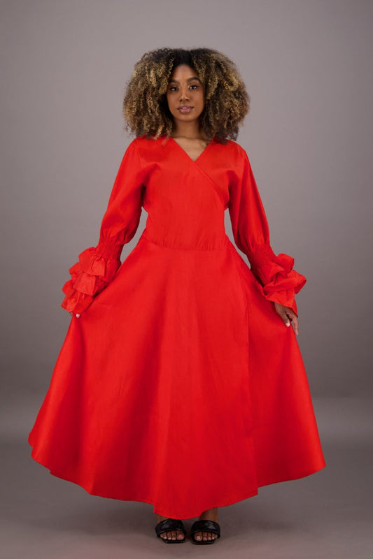 Solid Color Wrap Dress - Advance Apparels Inc