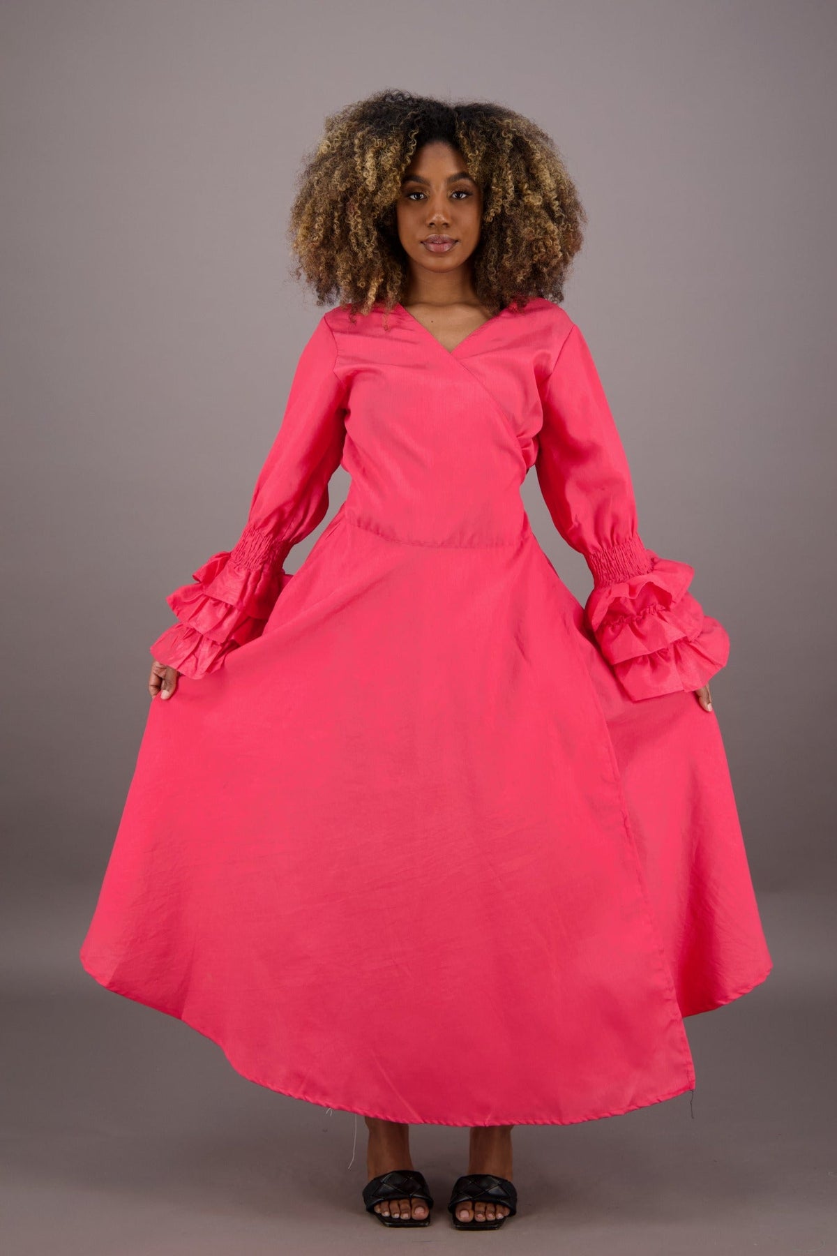 Solid Color Wrap Dress - Advance Apparels Inc
