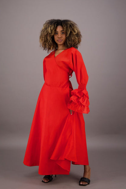 Solid Color Wrap Dress - Advance Apparels Inc