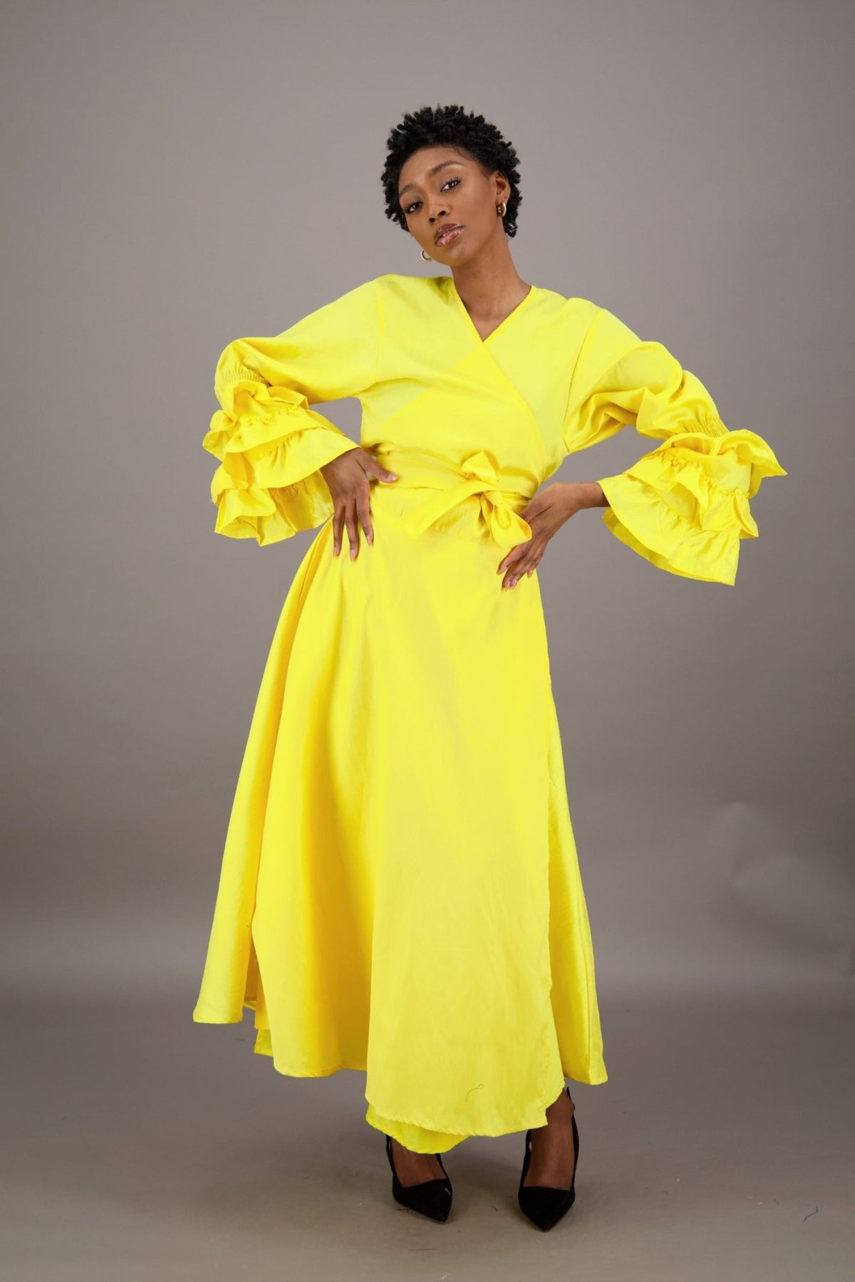 Solid Color Wrap Dress - Advance Apparels Inc