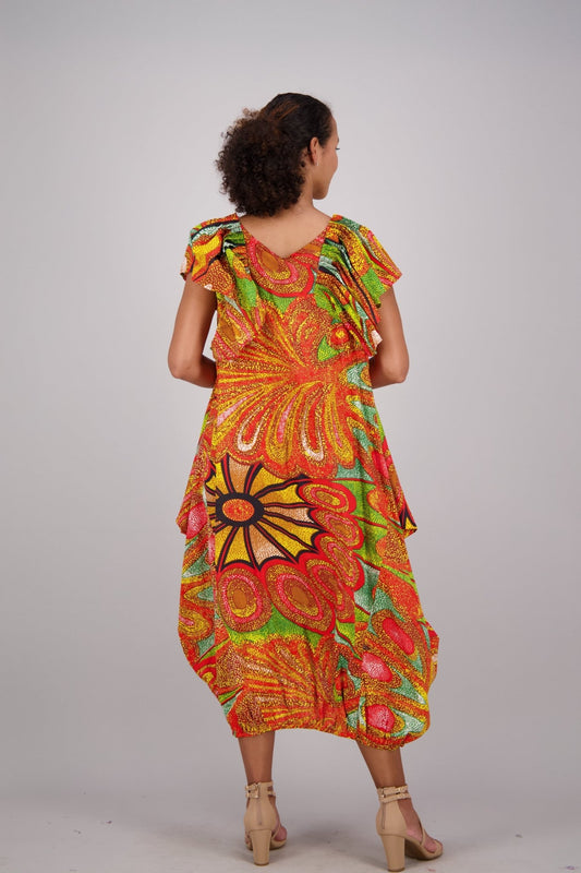 Sunburst Orange & Green Versa Dress AD - 25035 - 501 - Advance Apparels Inc