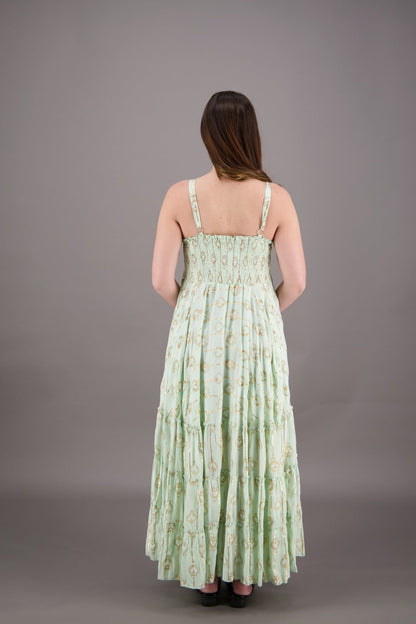 Sunset Tiered Boho Lurex Dress 24915 - Advance Apparels Inc