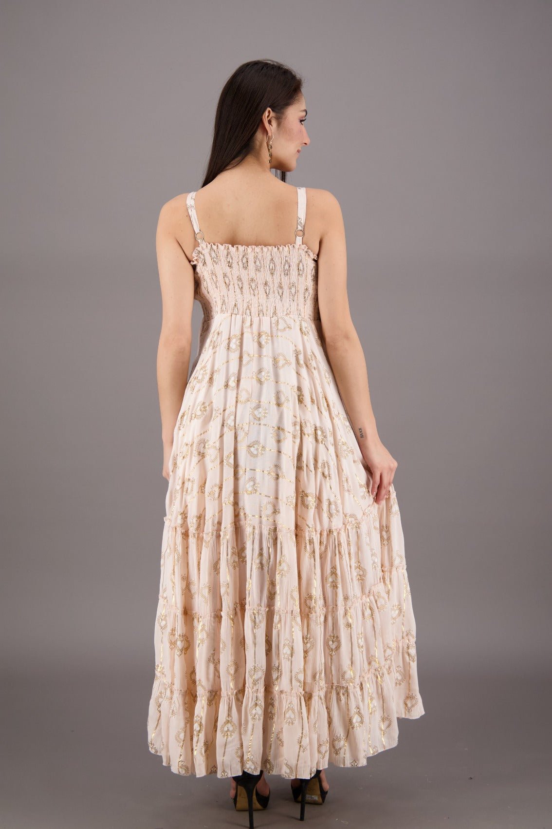 Sunset Tiered Boho Lurex Dress 24915 - Advance Apparels Inc