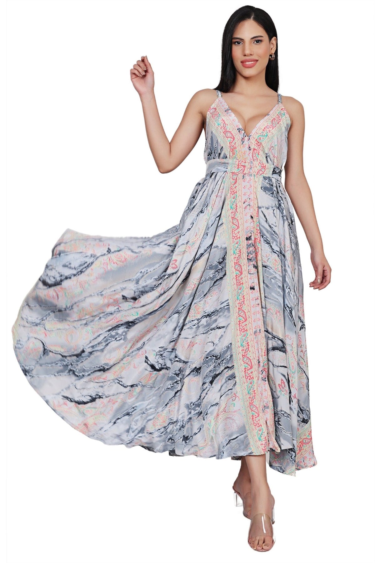 The Zaria Maxi Dress – Clouded Bloom AB - 16080 - Advance Apparels Inc