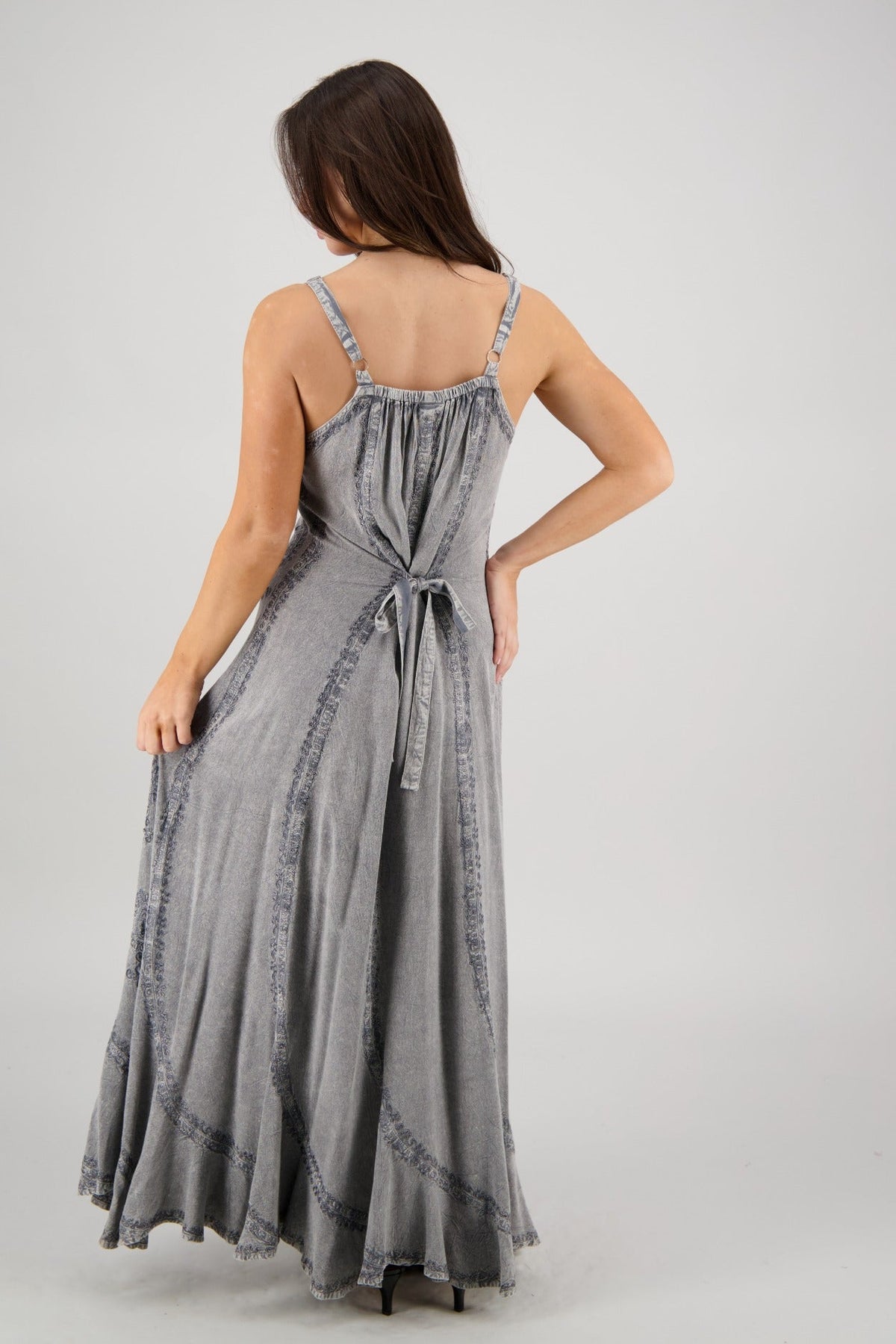 Tie - Back Acid Wash Maxi ADL - 25326 - Advance Apparels Inc