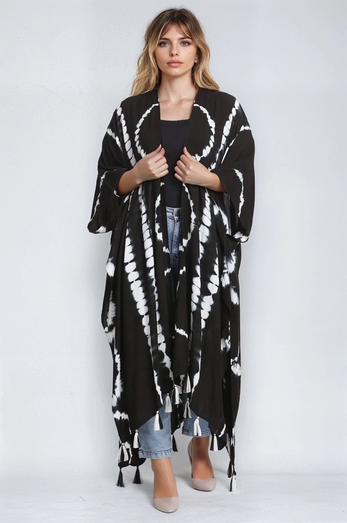 Tie Dye Beach Cover Up Kimono 22034 - Advance Apparels Inc