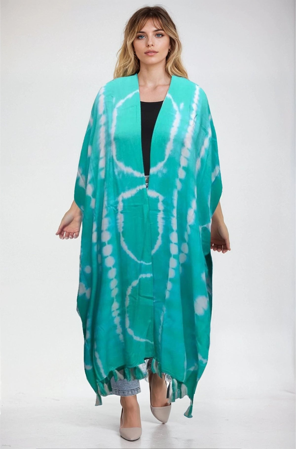 Tie Dye Beach Cover Up Kimono 22034 - Advance Apparels Inc